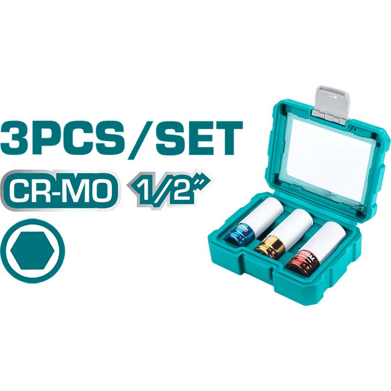 Total THMLNS031 3pcs 1/2" Non Marring Lug Nut Socket Wrench Set