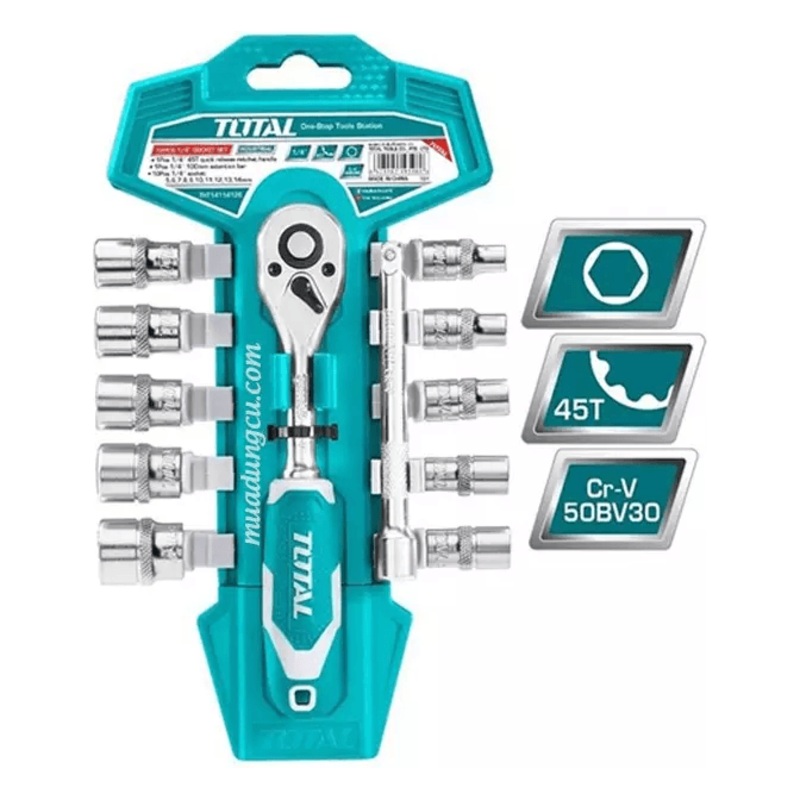 Total THT14114126 12pcs 1/4" Dr.  Socket Wrench Set