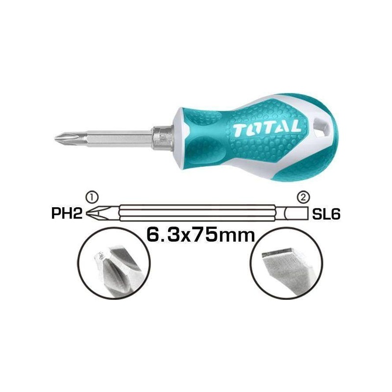 Total THT250216 2-in-1 Stubby Screwdriver
