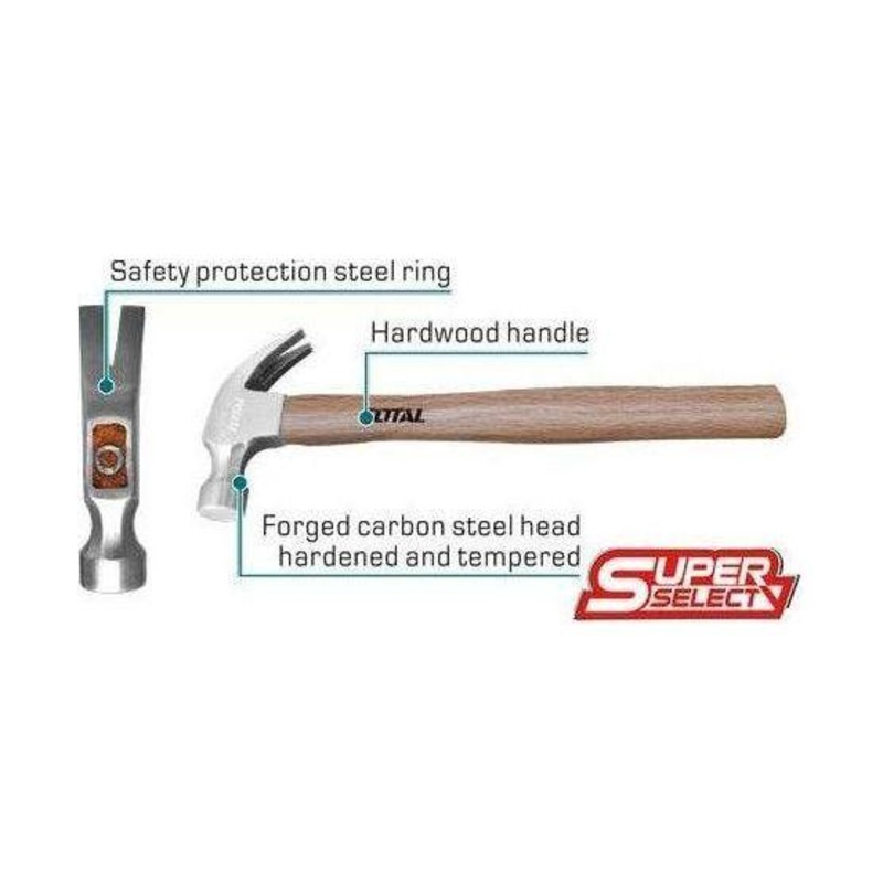 Total THTW7316 Claw Hammer with Wood Handle