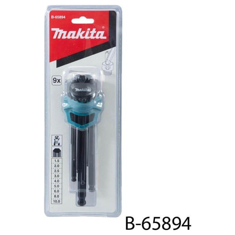 Makita B-65894 9pcs Hex Key Wrench Set - Ball End