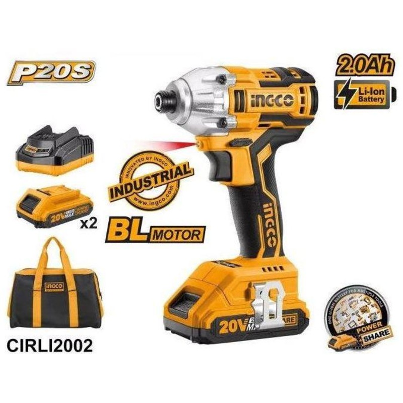 Ingco CIRLI2002 20V Cordless Li-Ion Impact Driver 20V BL Motor