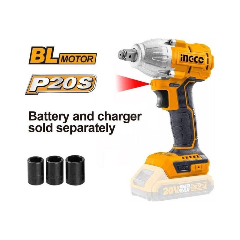 Ingco CIWLI20020 20V Cordless Li-Ion Impact Wrench 20V
