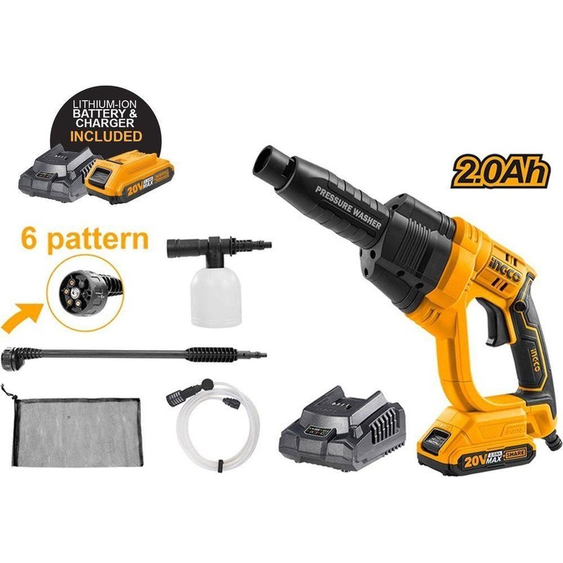 Ingco CPWLI20082P 20V Cordless Li-Ion High Pressure Washer 20V