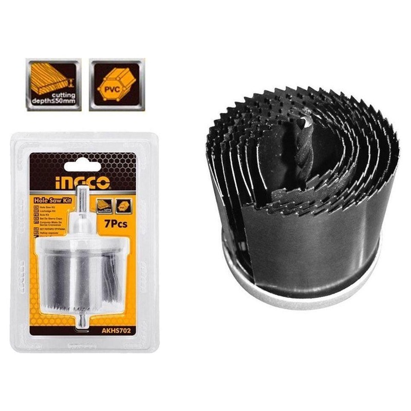 Ingco AKHS702 7pcs Hole Saw Set 2" SS