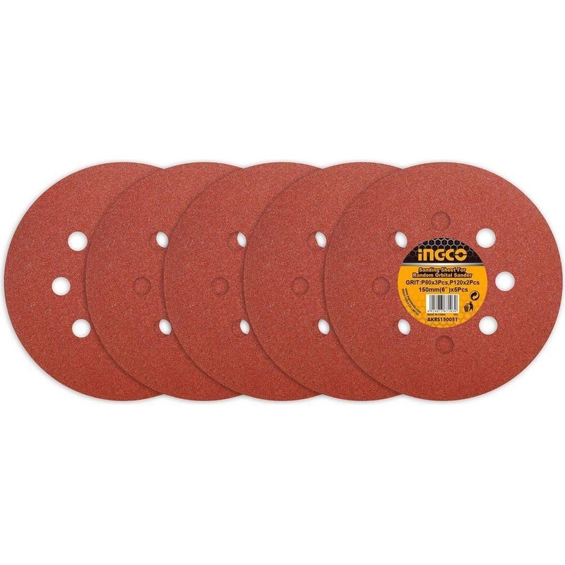 Ingco AKRS150051 Sanding Sheet for Random Orbit Sander 5pcs/Set