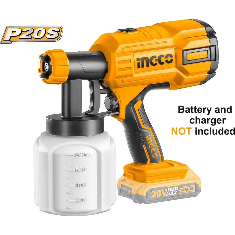 Ingco CSGLI2001 20V Cordless Paint Spray Gun (Bare)