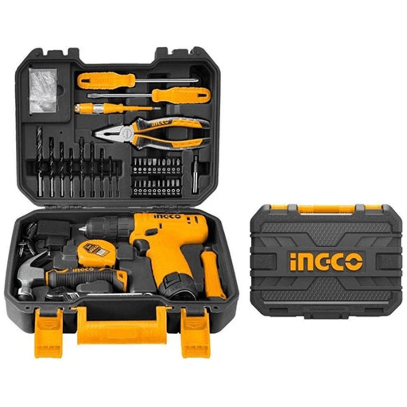 Ingco HKTHP10811 81pcs Household Tools Set (Cordless Drill + Accs)