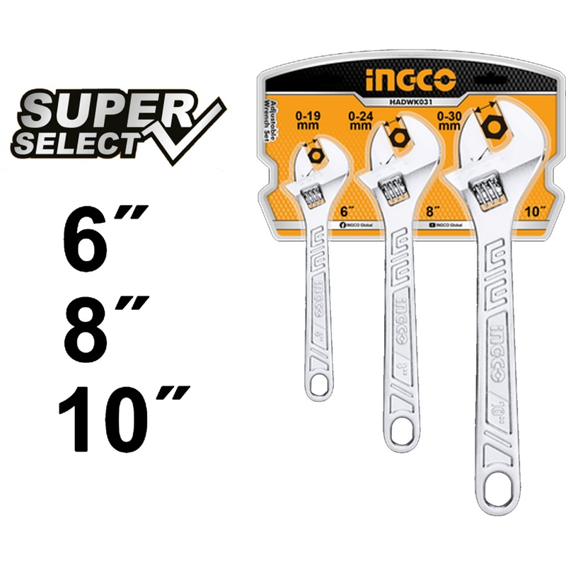 Ingco HADWK031 3pcs Adjustable Wrench Set [SS]