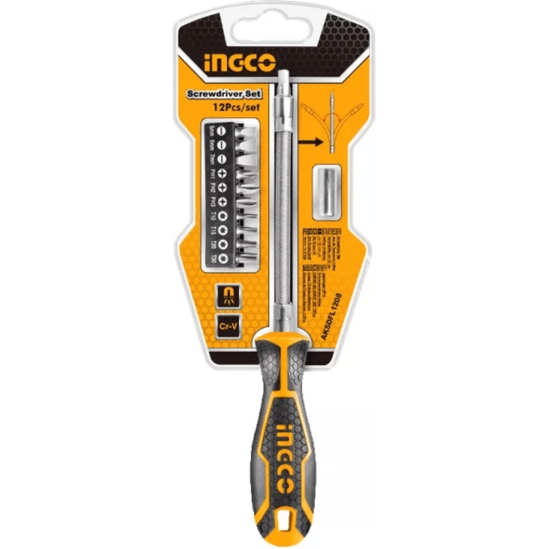 Ingco AKSDFL1208 12pcs Flexible Shaft Screwdriver Set