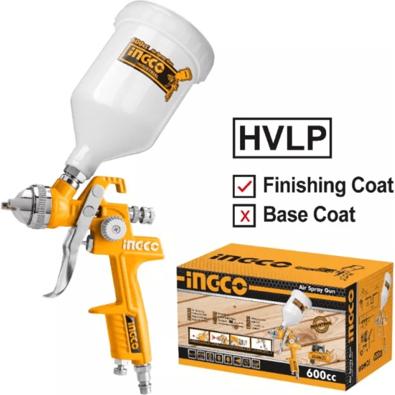 Ingco ASG1061 HVLP Paint Spray Gun Gravity Type 600cc [2- 3.5Bar]