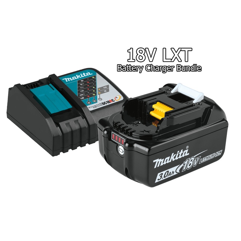 Makita 3.0 Ah 18V LXT Battery and Rapid Charger Bundle (BL1830B + DC18RC)