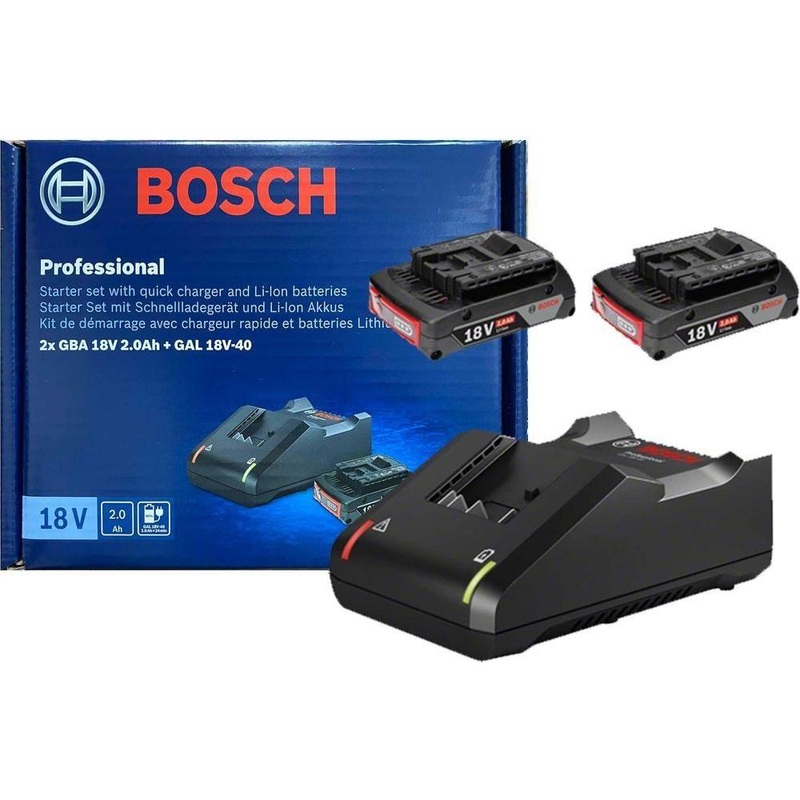 Bosch 18V Starter Kit 2x 2.0AH + GAL 18V-40 [Battery & Charger Bundle] (1600A019RP)