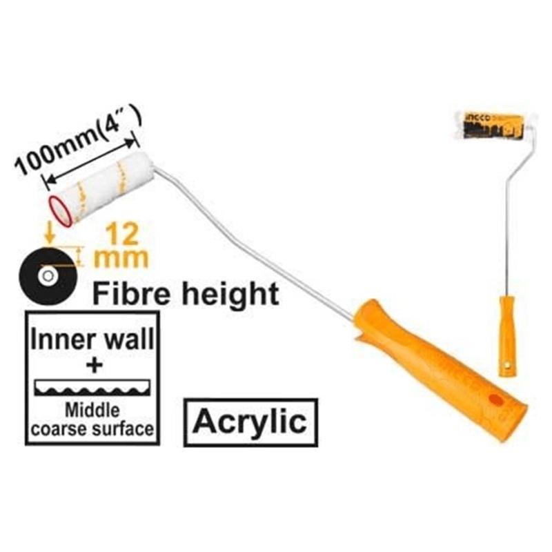 Ingco HRHT061001 Mini Paint Roller (Acrylic) Cylinder Brush 4"