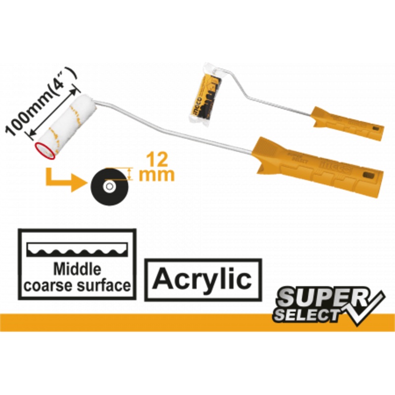 Ingco HRHT281002 Mini Paint Roller 4" (Inner Wall) Cylinder Brush [SS]