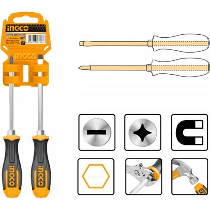 Ingco HSGT680208 2pcs Go Through Screwdriver Set