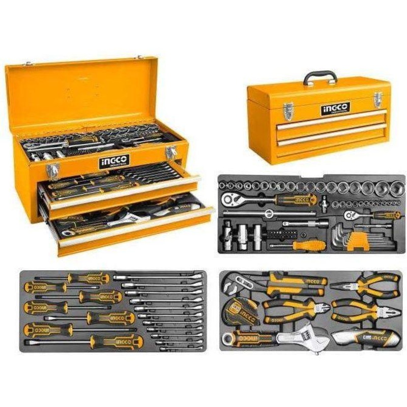 Ingco HTCS220971 Tool Chest Set / Metal Tool Box Set with 97pcs Hand Tools Set