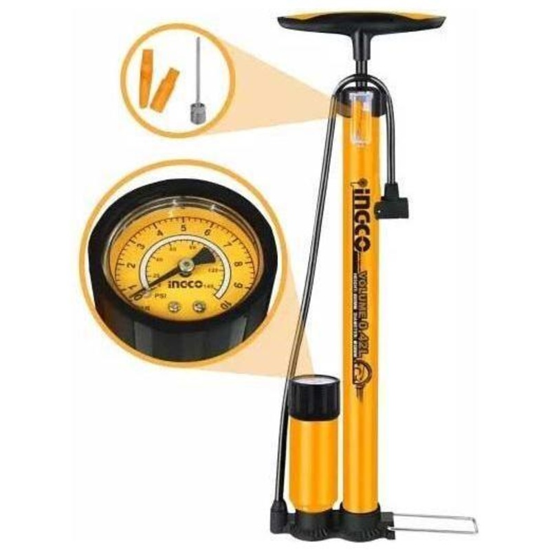 Ingco MPP3811 Tire Hand Pump Inflator (Solid Base) 140psi