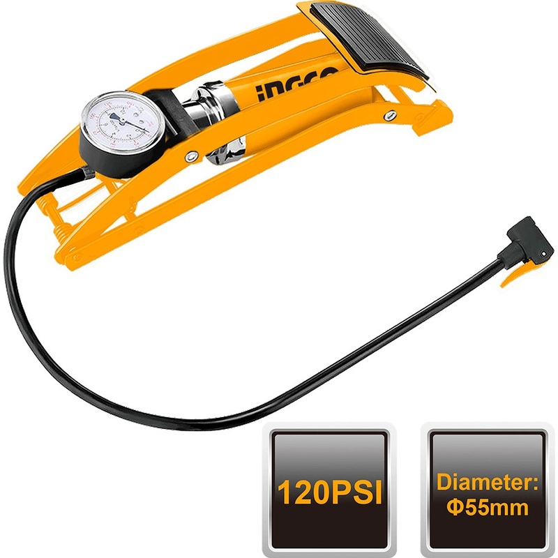 Ingco MPP5511 Foot Hand Pump Tire Inflator 120psi