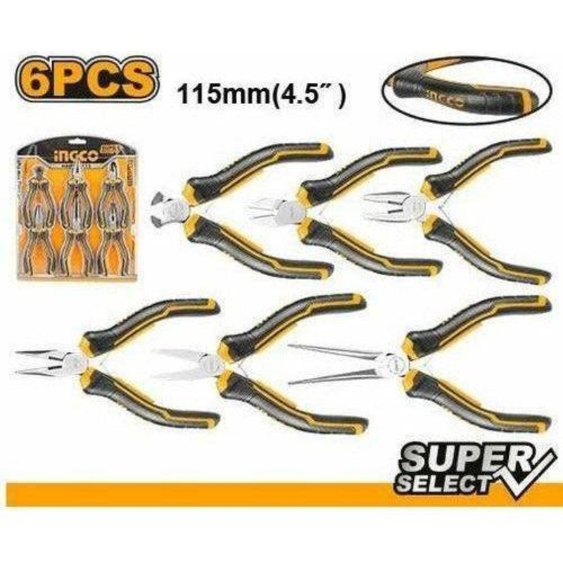 Ingco HMPS06115 6pcs Mini Pliers Set (SS)