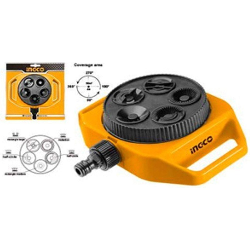 Ingco HPS33061 5in1 Garden Plastic Turret Sprinkler