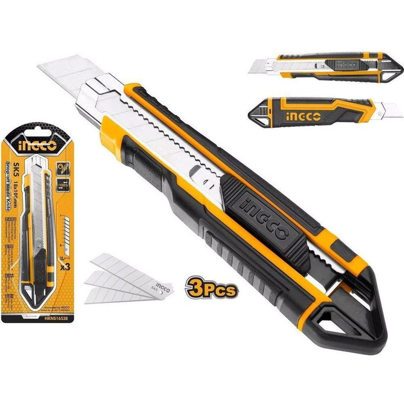 Ingco HKNS16538 Snap Off Blade Cutter Knife 18mm (3 Blades)