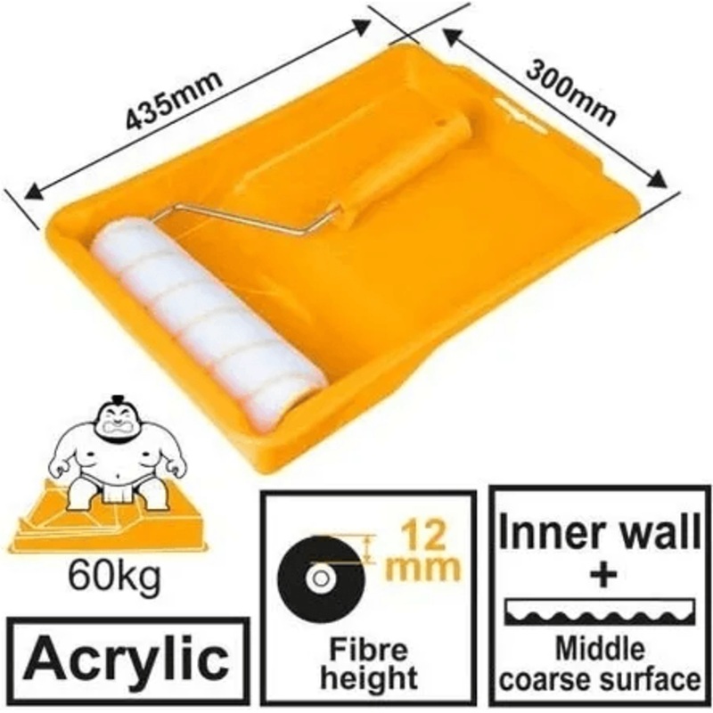 Ingco HKTCB032301 3 in 1 Cylinder Brush Paint Roller with Tray Set 9" (Acyrlic)