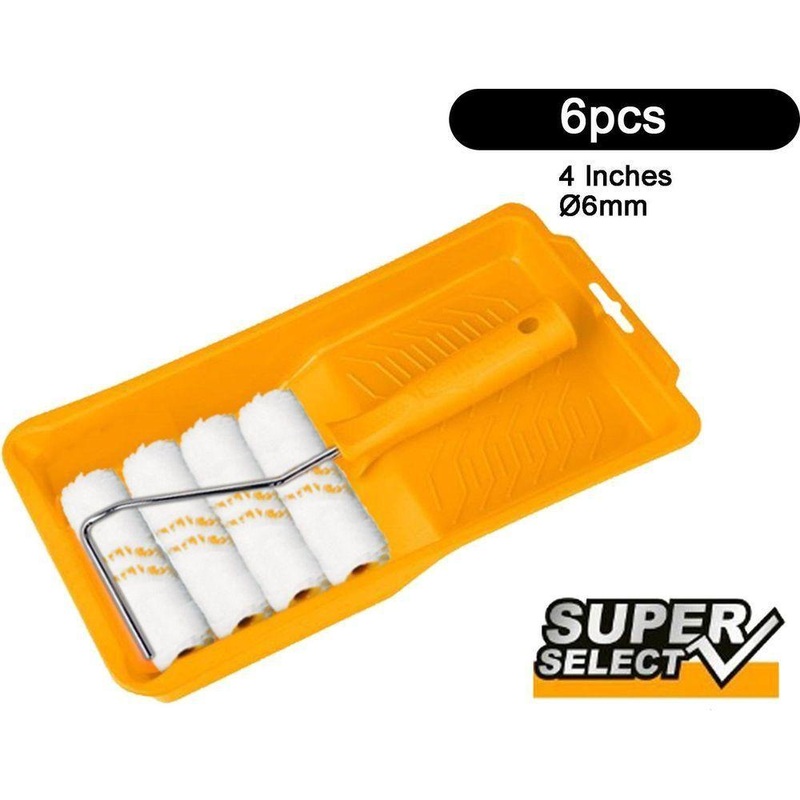 Ingco HKTCB061004 6 in 1 Cylinder Paint Roller with Tray Set 4" (Micro Fibre) [SS]