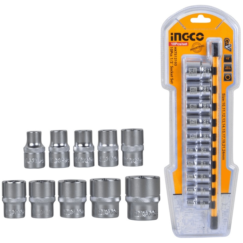 Ingco HKTS12103 10pcs Socket Wrench Set 1/2" Drive