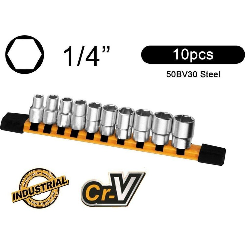 Ingco HKTS14103 10pcs Socket Wrench Set 1/4" Drive