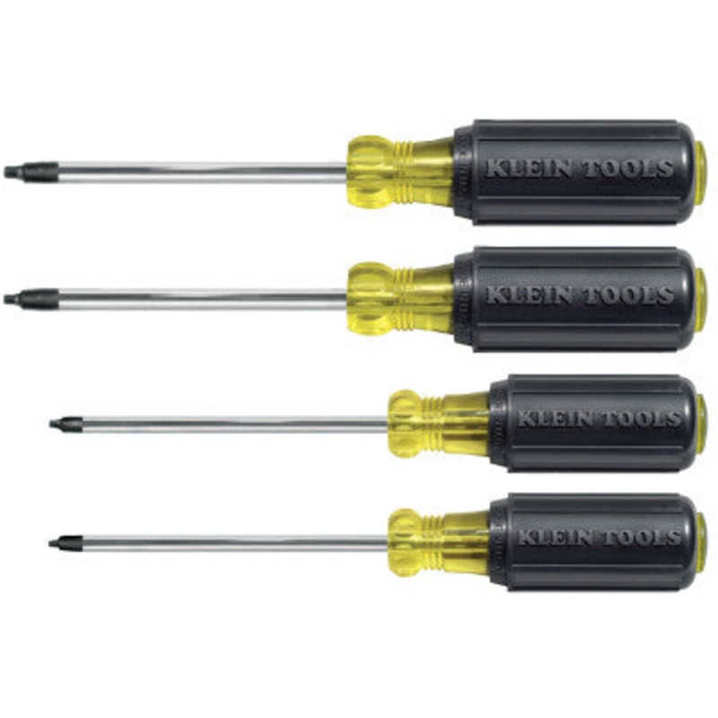 Klein Tools 85664 Screwdriver Set- 4Pc. Cushion-Grip Square-Recess