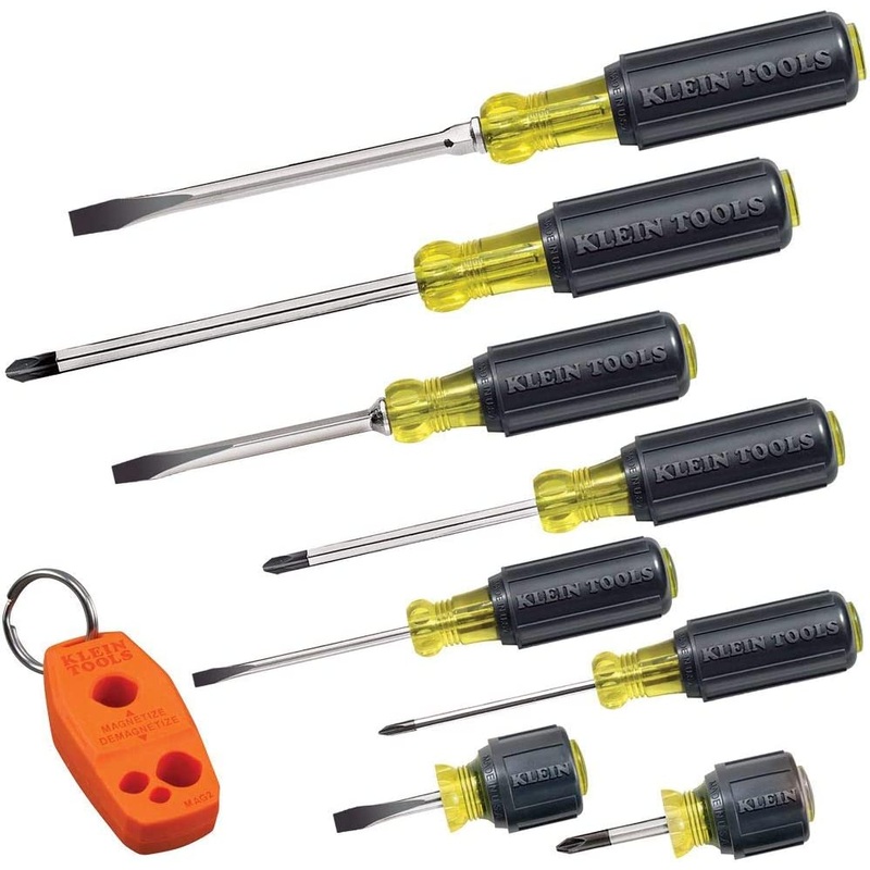 Klein Tools 85148 Screwdriver Set Plus Magnetizer, Cushion-Grip, 8-Piece