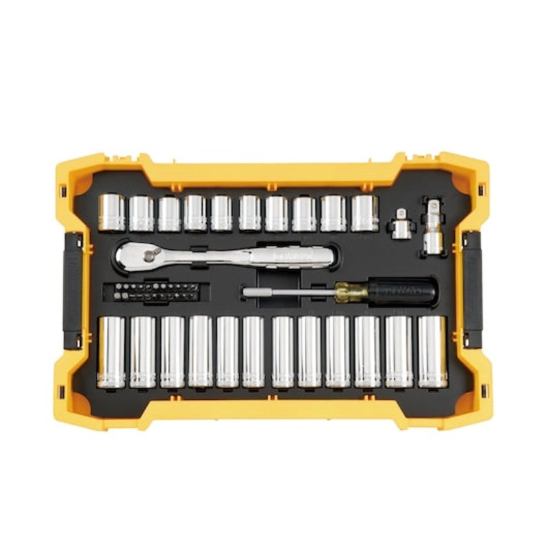 Dewalt DWMT45403 3/8 In And 1/2 In Mechanic Tool Set With Toughsystem 2.0 Tray And Lid (85 Pc)