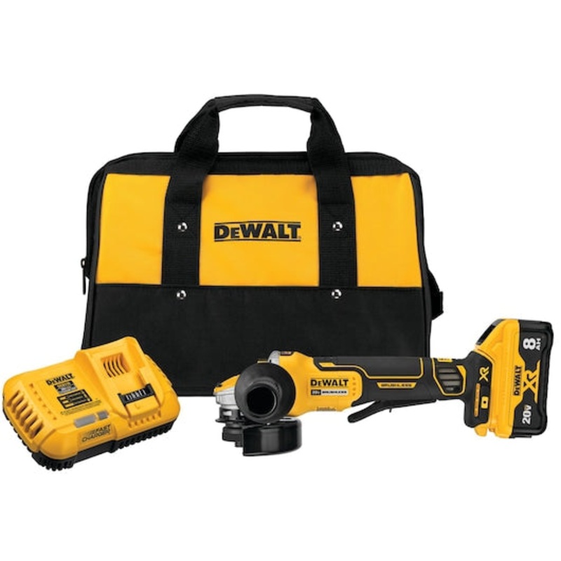 Dewalt DCG415W1 20V Max* Xr Brushless 4-1/2-5 In Switch Small Angle Grinder With Power Detect Tool Technology Kit