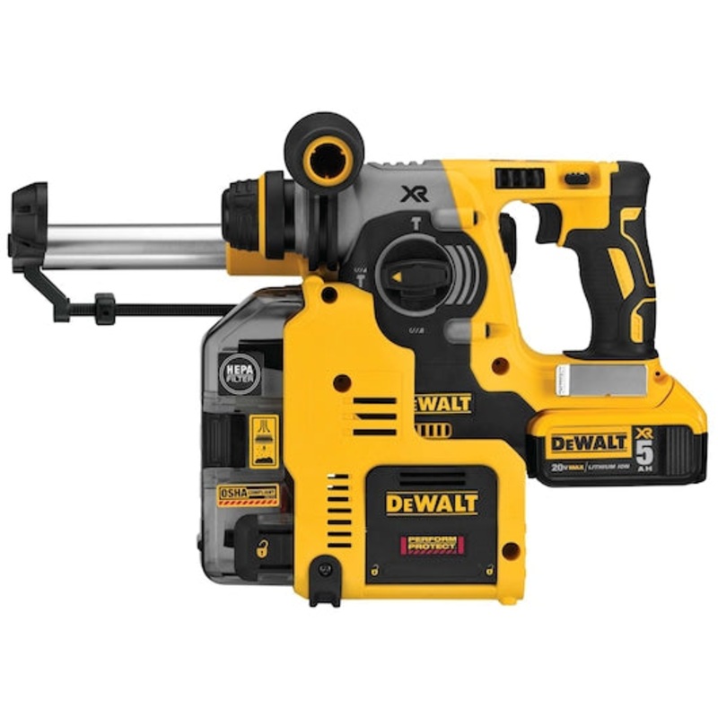 Dewalt DCH273P2DHO 20V Max* Xr Brushless 1" L-Shape Sds Plus Rotary Hammer Kit With On Board Dust Extractor