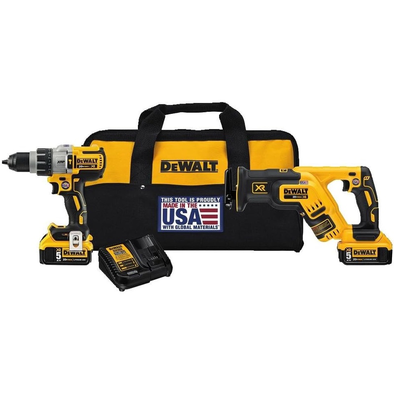 Dewalt DCK294P2 20V Max* Cordless Brushless Xr Hammer Drill And Reciprocating Saw Combo Kit (5.0Ah)