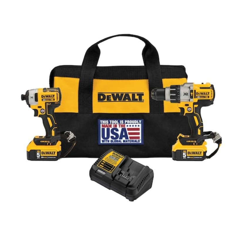 Dewalt DCK299P2LR 20V Max* Xr Hammer Drill/Impact Driver Combo Kit With Lanyard Ready Attachment Points