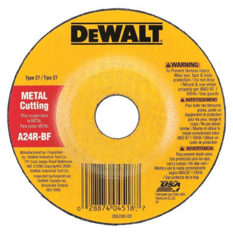 Dewalt DW4418 4"X1/8"X5/8" A24R 13-500Rpm Ind. General Pur (1 Ea)
