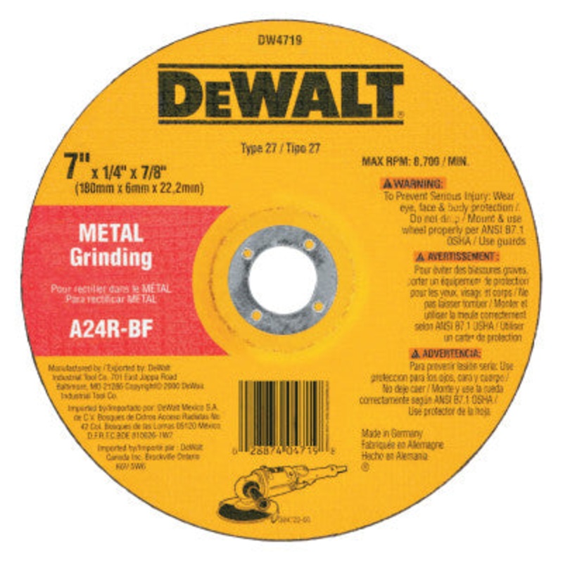 Dewalt DW4719 7"X1/4" Metal Fast Cut Dcw (10 Ea)