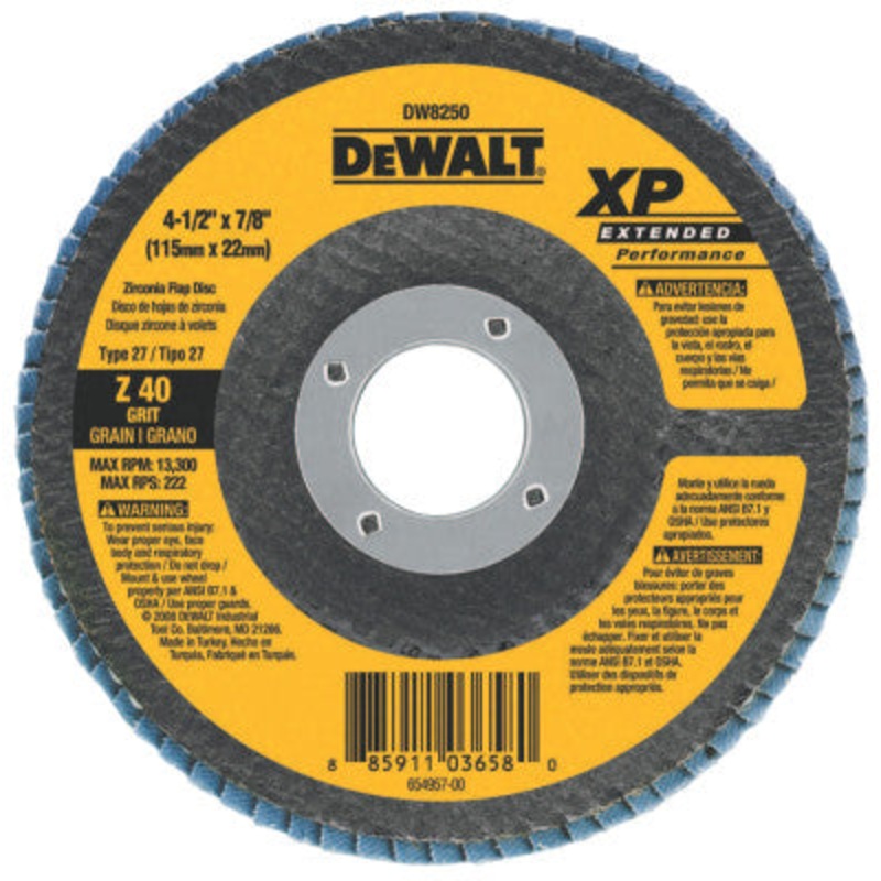 Dewalt DW8250 4-1/2" X 7/8" Z40 T27 Xpflap Disc (1 Ea)