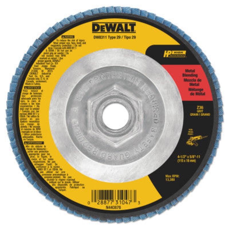 Dewalt DW8311 4-1/2"X5/8"-11 36Grit Zirconia Flap Disc Wheel (1 Ea)
