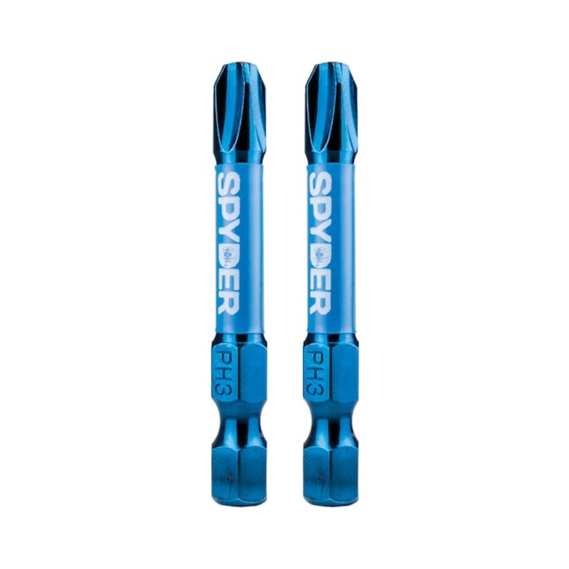 Spyder 19047 Mach-Blue PH3 1/4-in x 2-in Phillips Impact Driver Bit (2-Piece)
