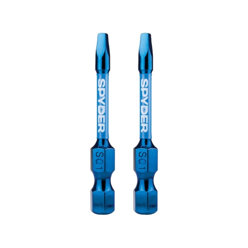 Spyder 19048 Mach-Blue SQ1 1/4-in x 2-in Square/Robertson Impact Driver Bit (2-Piece)