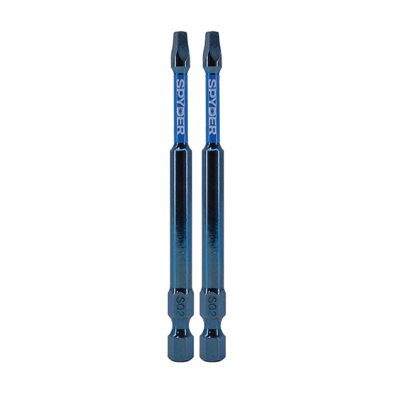 Spyder 19058 Mach-Blue SQ2 1/4-in x 3-1/2-in Square/Robertson Impact Driver Bit (2-Piece)