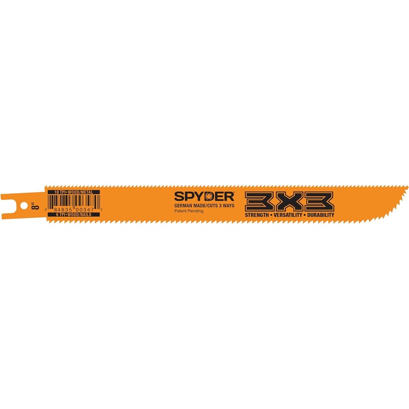 Spyder 200200 3x3 6x10 TPI Reciprocating Saw Blade, 8-Inch, 10-Pack