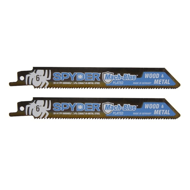 Spyder 200319 6 Mach-Blue 10/14TPI Wood & Metal Reciprocating Saw Blades - Pack of 2