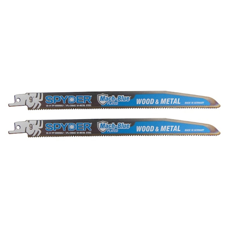 Spyder 200322 9 Mach-Blue 10/14TPI Wood & Metal Reciprocating Saw Blades - Pack of 2