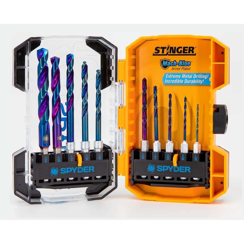 Spyder 19017 Spyder Mach-Blue 10-Piece Assorted High-Speed Steel Twist Drill Bit Set