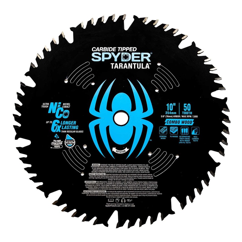 Spyder 13021 Spyder Combination 10-In 50-Tooth Tungsten Carbide-Tipped Steel Circular Saw Blade