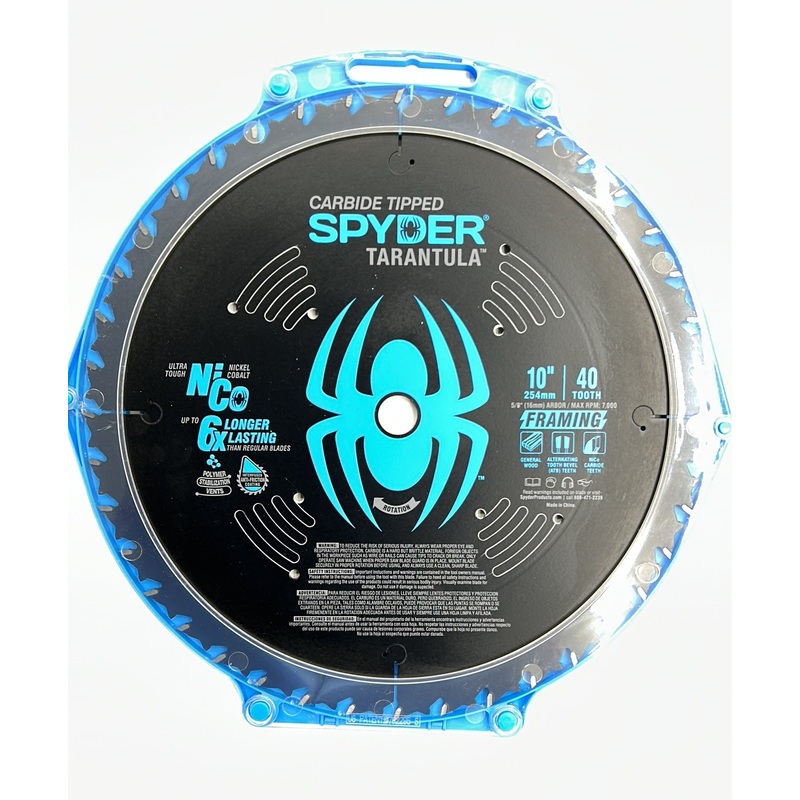 Spyder 13053 10" 60 Tooth Nico Carbide Tipped Fine Finish Saw Blade With Blue Ring Holder
